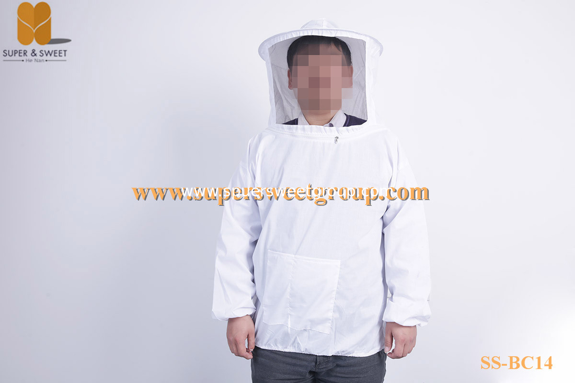 Cheaper Pirce White Beekeeping Suit BeeKeeper jacket with zipper+ Veil Hood