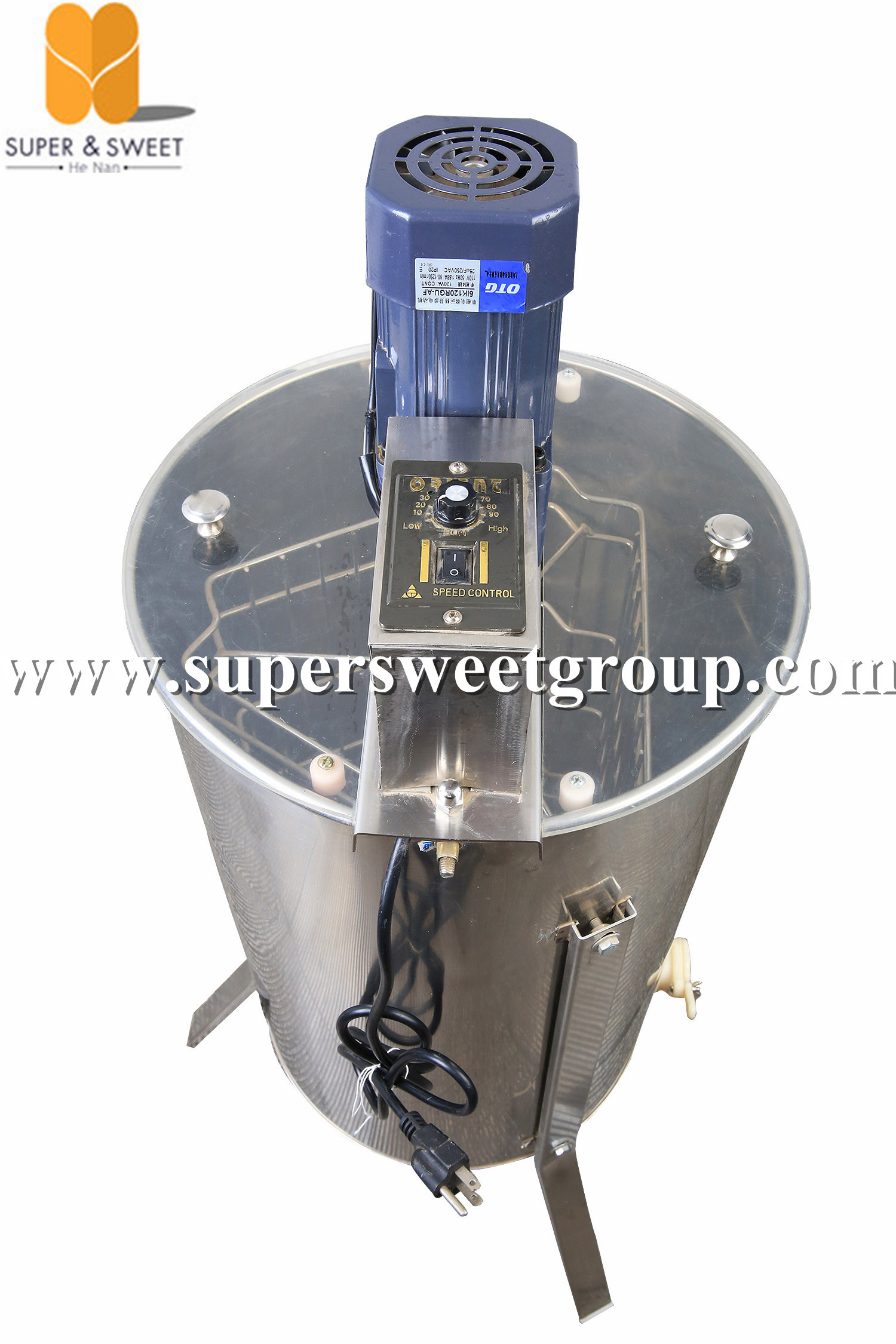 Quality 120V/240V 3 frames electrical honey bee extractor with legs and gate